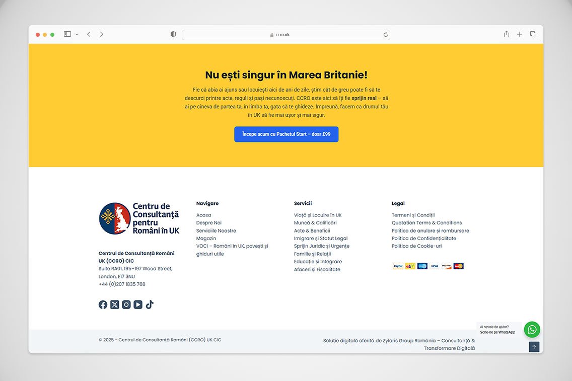Zylaris Case Study: Centrul de Consultanță pentru Români in UK (CCRO) CIC
