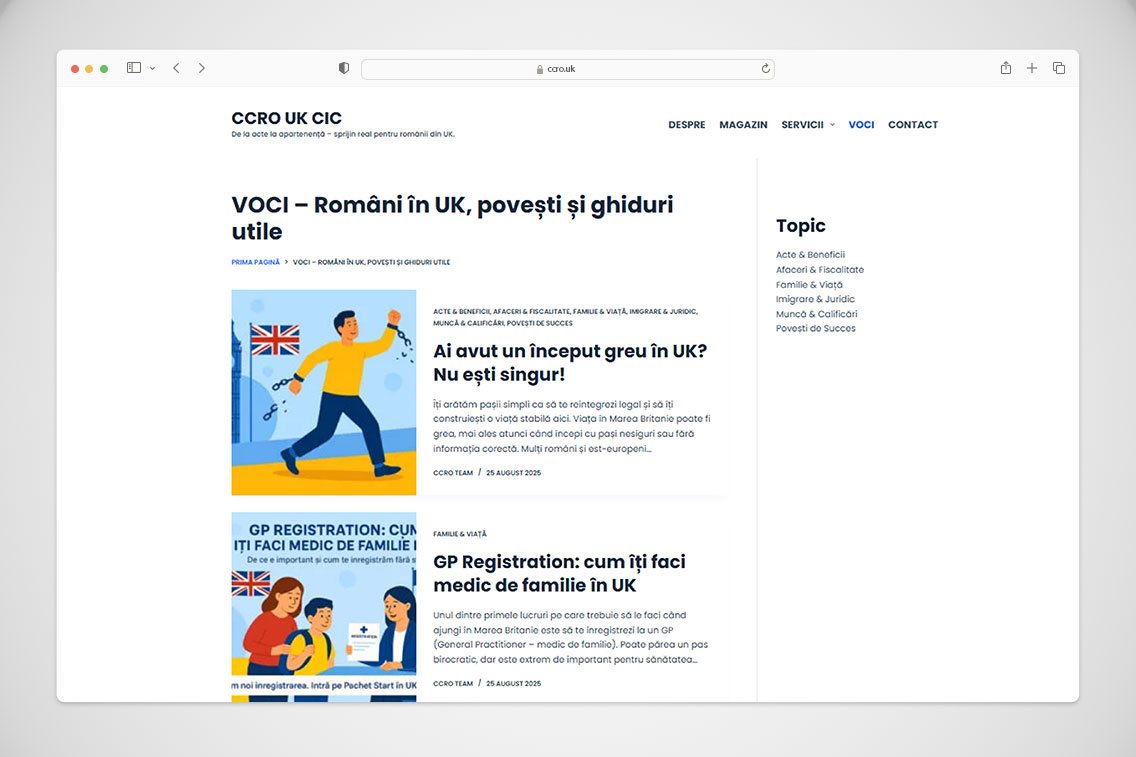 Zylaris Case Study: Centrul de Consultanță pentru Români in UK (CCRO) CIC