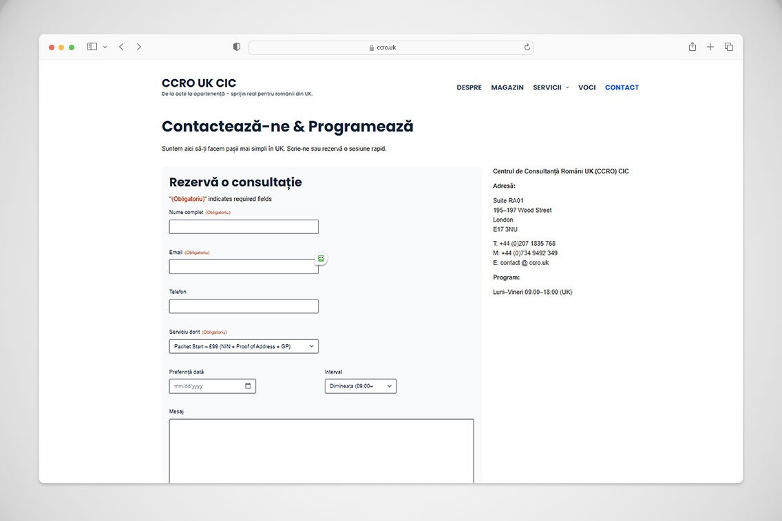Zylaris Case Study: Centrul de Consultanță pentru Români in UK (CCRO) CIC